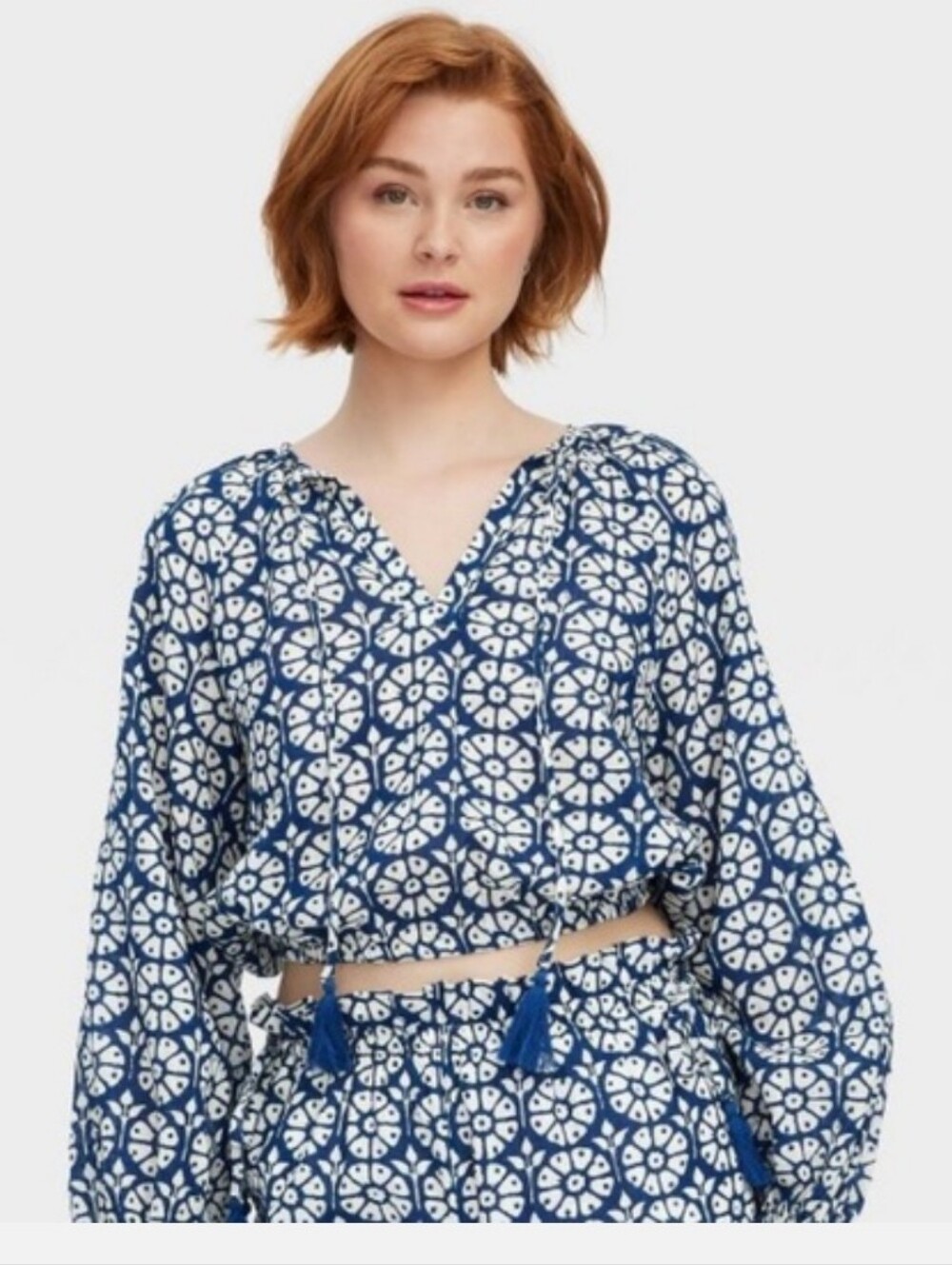 TargetRoller Rabbit x Target Women's Daisy Floral Long Sleeve Tie-Neck Boho Top